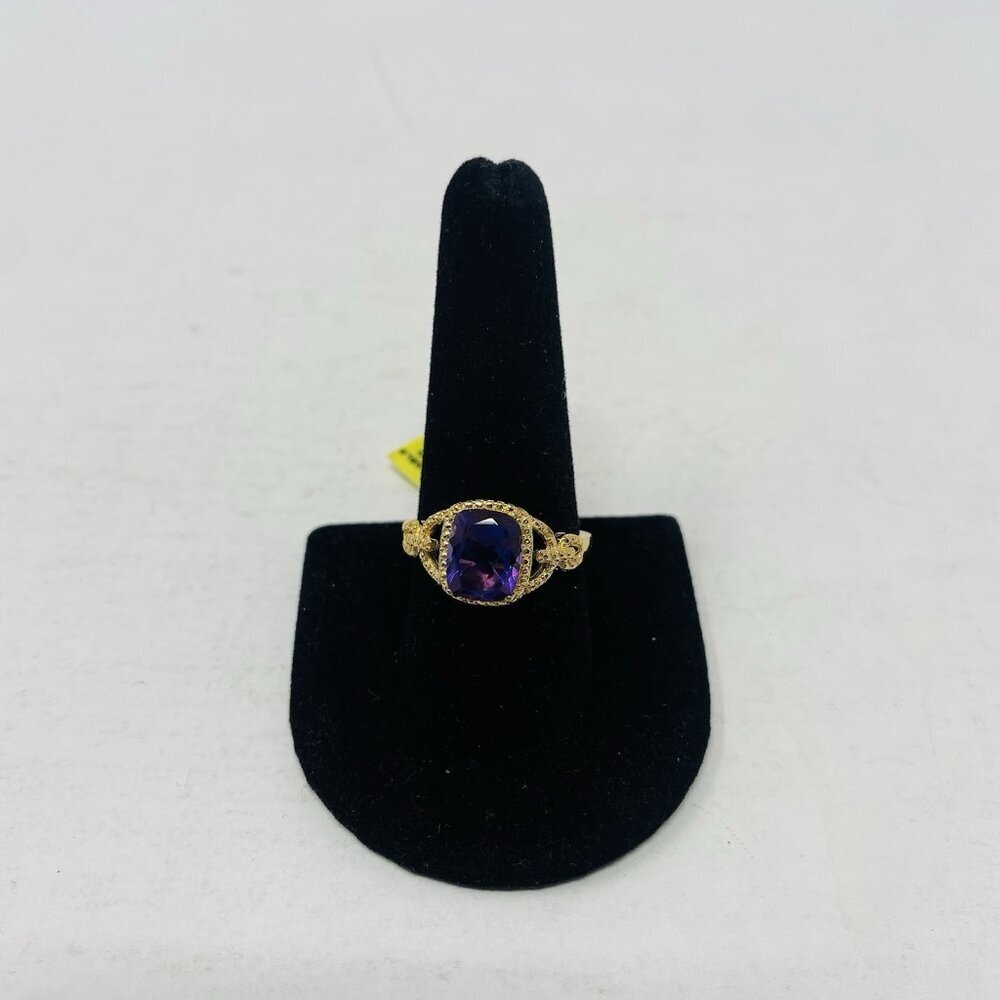 Shop LC KARIS Collection Amethyst Size 10 ION Plated 18K YG Brass Ring 5090